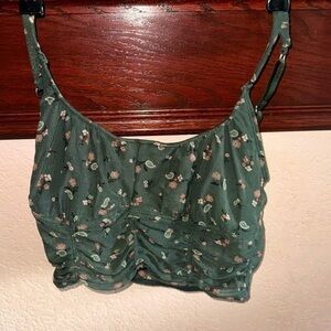 Gilly Hicks Women’s Size Large Green Sheer Corset Style Bralette Paisley Design